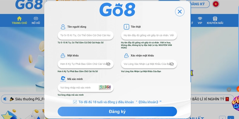 Hướng dẫn GO8 – Tài khoản, app và giao dịch 9 Hướng dẫn đăng ký Go8