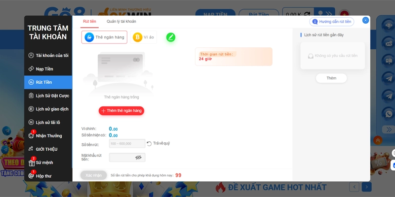 Hướng dẫn GO8 – Tài khoản, app và giao dịch 11 Thông tin chia sẻ về thao tác nạp rút tiền Go8 trực tiếp